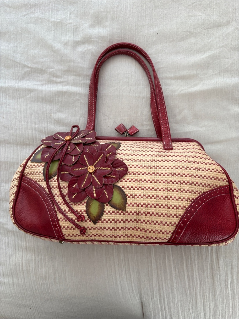 Isabella Fiore handbag  with Red Floral Leather Accent - Women Bags